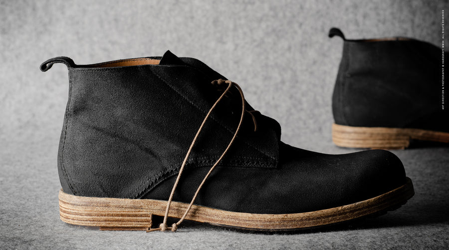 Rugged Boots . Weather-proof Dusty Black Suede
