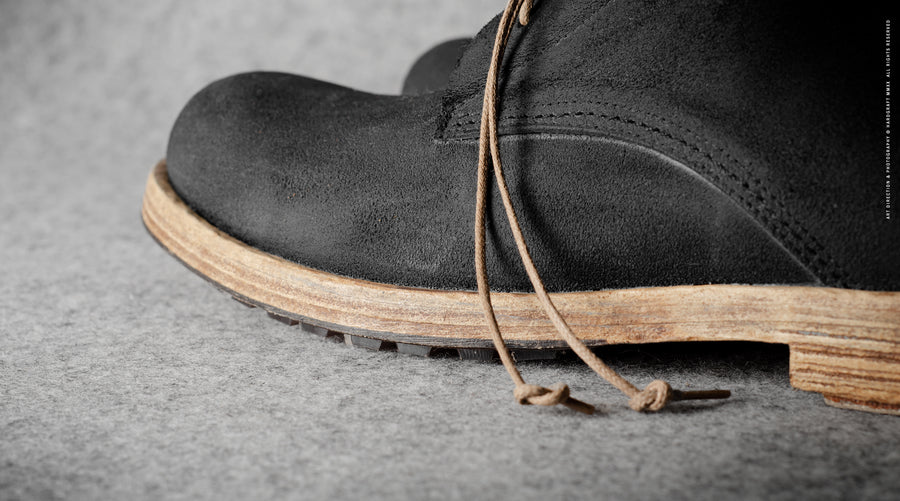 Rugged Boots . Weather-proof Dusty Black Suede