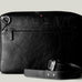 Black leather laptop briefcase