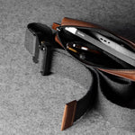 Belt bag with a zipper on a gray background