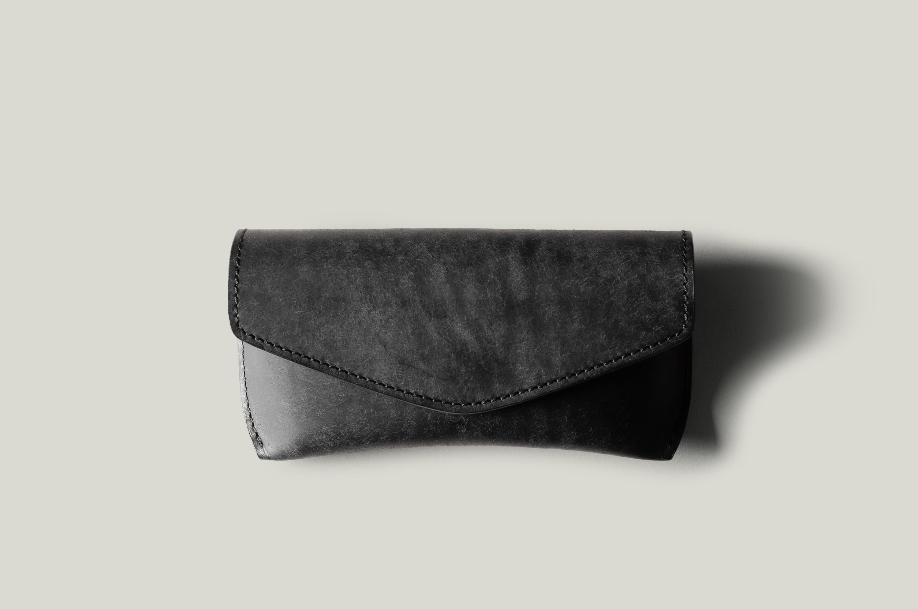Black leather glasses case