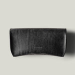 Black leather glasses case
