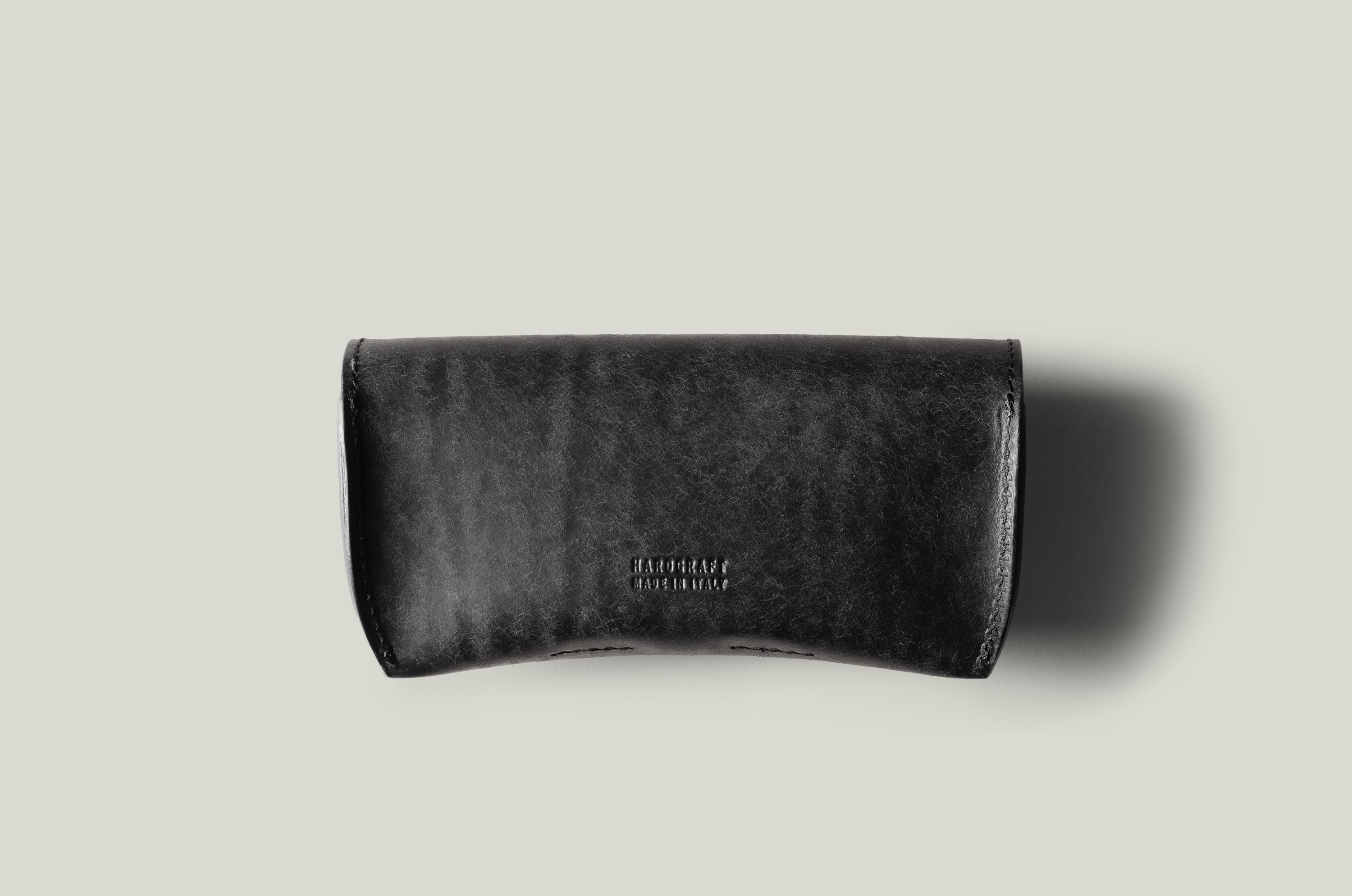 Black leather glasses case