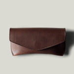 Dark brown leather glasses case