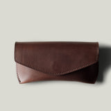 Dark brown leather glasses case