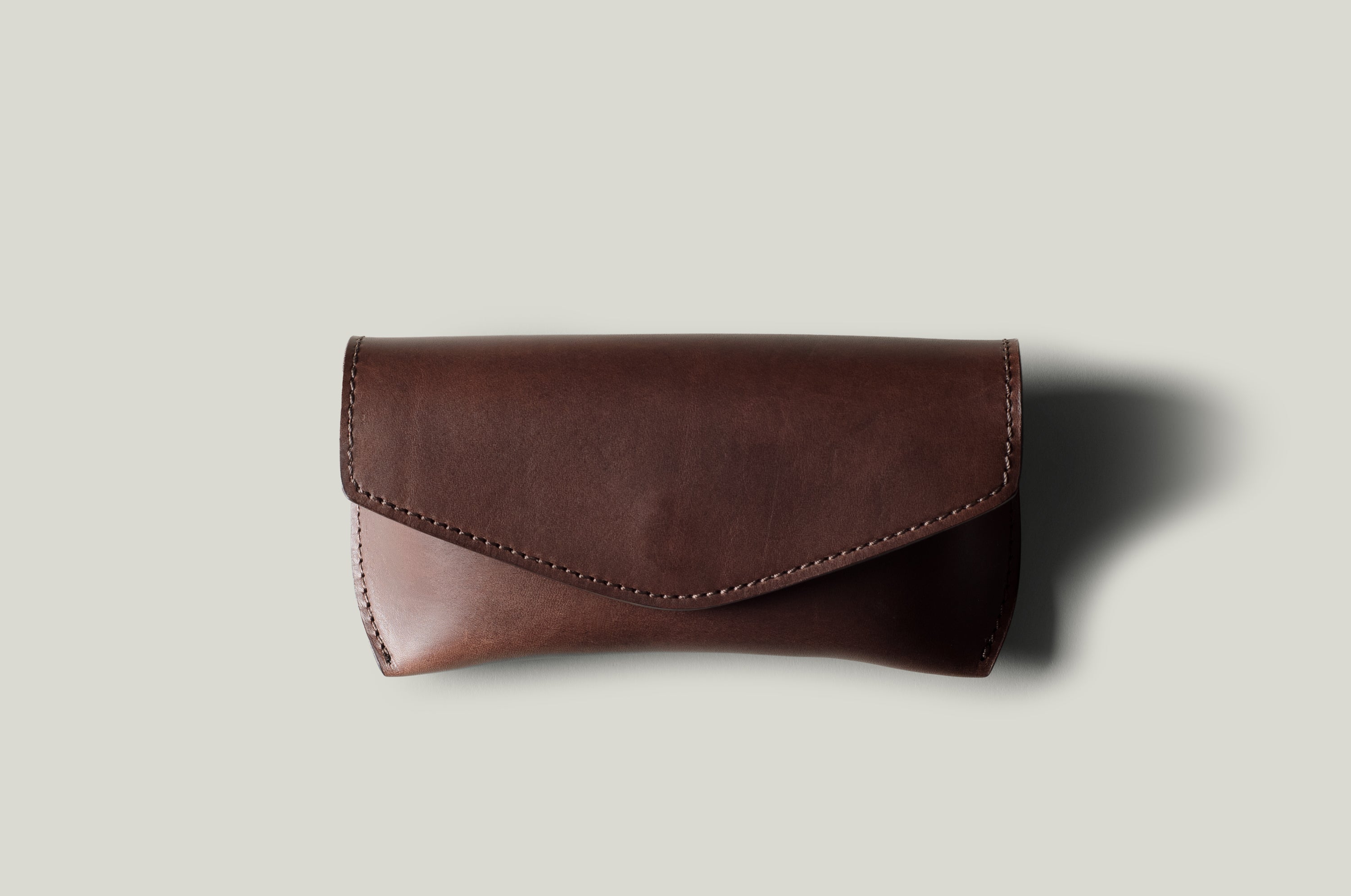 Dark brown leather glasses case