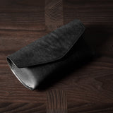 Black leather glasses case