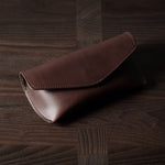 Dark brown leather glasses case