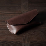 Dark brown leather glasses case
