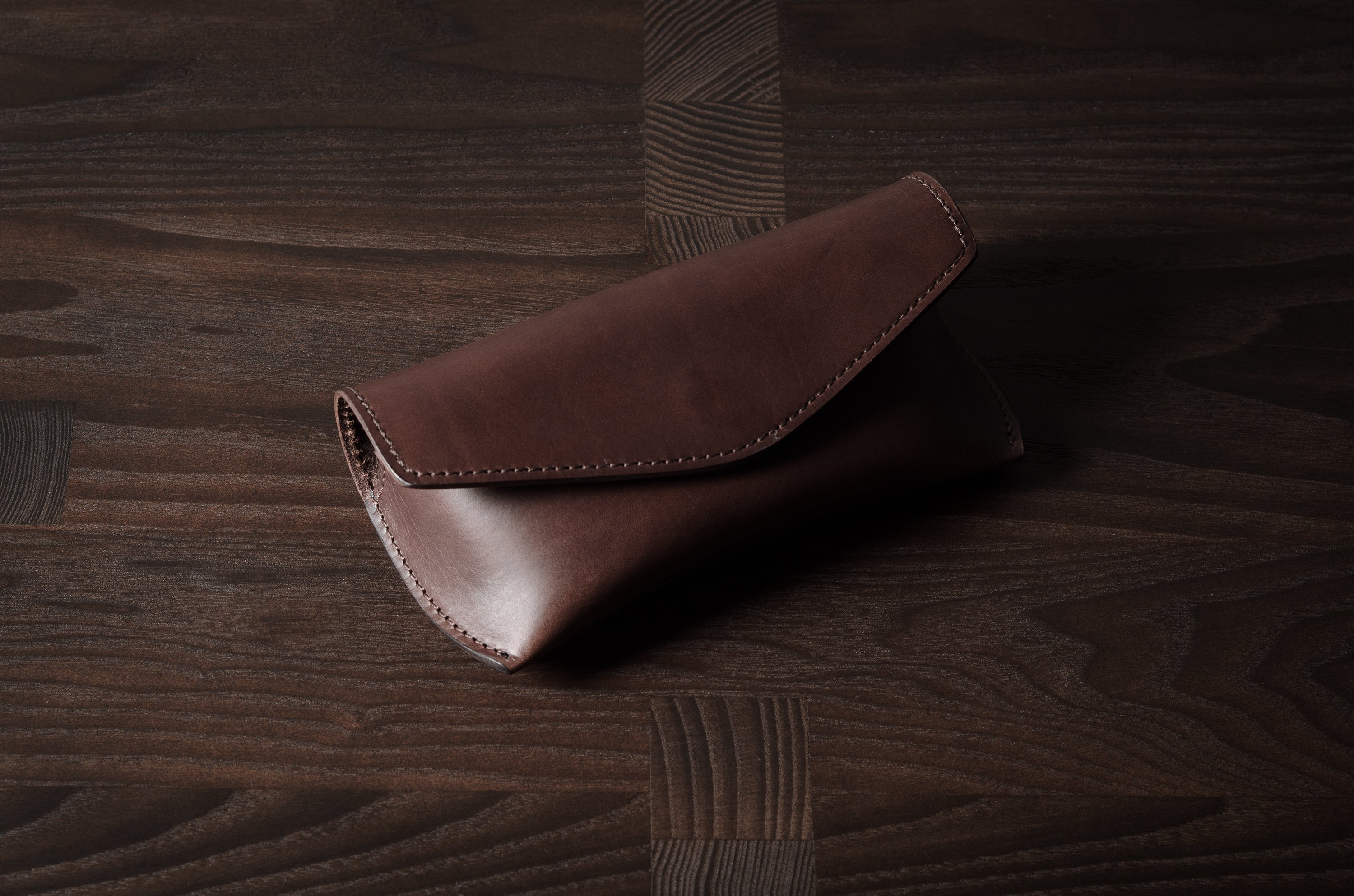 Dark brown leather glasses case