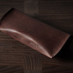 Dark brown leather glasses case