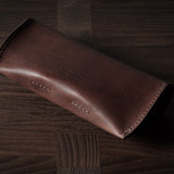 Dark brown leather glasses case