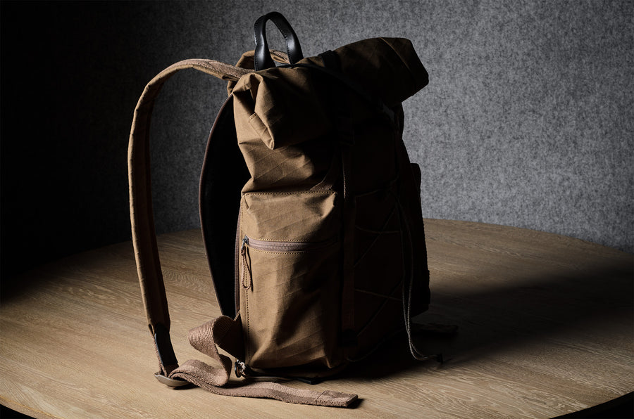 Rolltop-Rucksack. Bräunlich