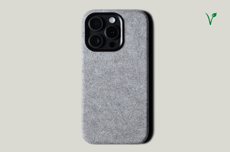 Fuzzy Alcantara iPhone 15 Pro Cover . Melange Grey
