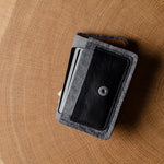 Felt wallet with card holder on a wooden surface