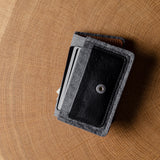 Felt wallet with card holder on a wooden surface