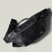 Black leather waist cross body bag with black leather details.