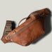 Brown leather waist cross body bag with brown leather details.