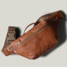 Brown leather waist cross body bag with brown leather details.