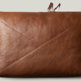 Brown leather laptop case with zip