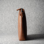 Brown leather laptop case with zip