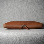 Brown leather laptop case with zip