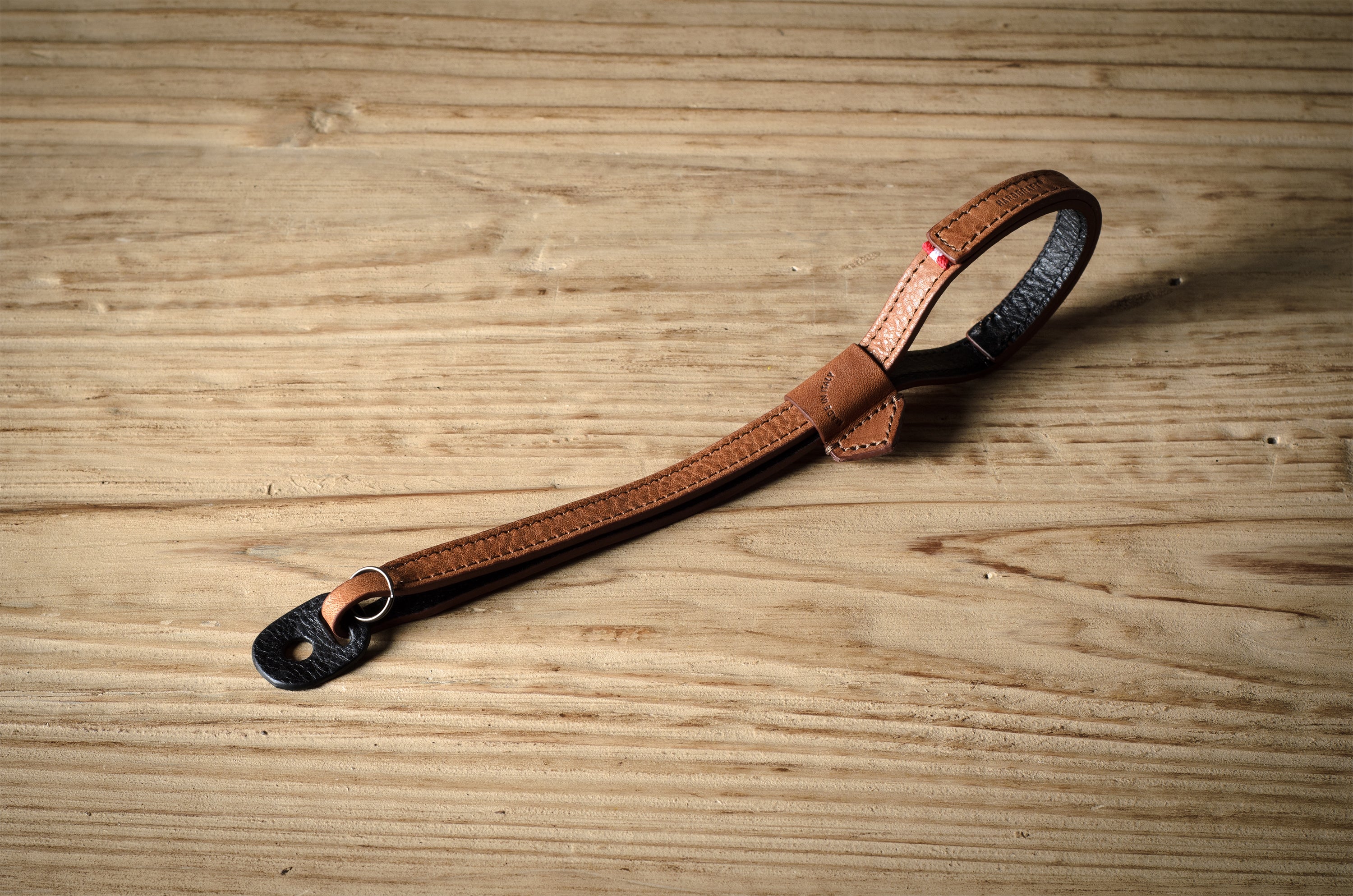 Brown leather camera wrist strap