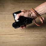 Brown leather camera wrist strap