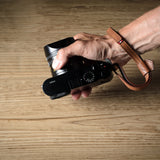 Brown leather camera wrist strap