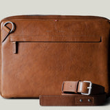 Brown leather laptop briefcase