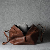 Leather Easy Duffel Bag . Nut