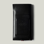 Black leather iphone case on a light gray background