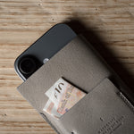 iphone case case with a card pocket on a wooden surface