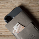 iphone case case with a card pocket on a wooden surface