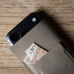 iphone case case with a card pocket on a wooden surface