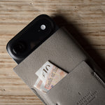 iphone case case with a card pocket on a wooden surface