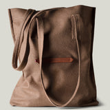 Grand sac fourre-tout en laine Signature. Cacao