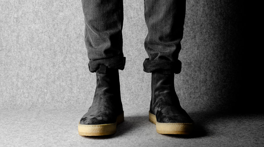 Chelsea Sneaker Boots . Off Black Suede