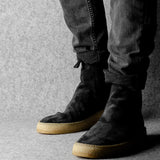 Chelsea Sneaker Boots . Off Black Suede