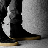 Chelsea Sneaker Boots . Off Black Suede