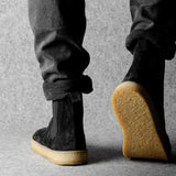 Chelsea Sneaker Boots . Off Black Suede