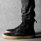 Chelsea Sneaker Boots . Off Black Suede