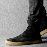 Chelsea Sneaker Boots . Off Black Suede