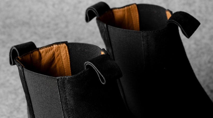 Chelsea Sneaker Boots . Off Black Suede