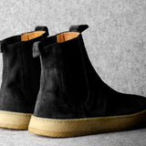 Chelsea Sneaker Boots . Off Black Suede