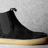 Chelsea Sneaker Boots . Off Black Suede