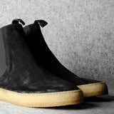 Chelsea Sneaker Boots . Off Black Suede