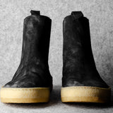 Chelsea Sneaker Boots . Off Black Suede