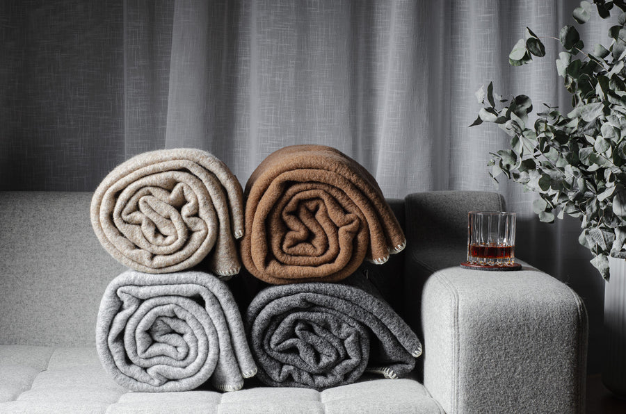 Wool Blanket . Light Grey