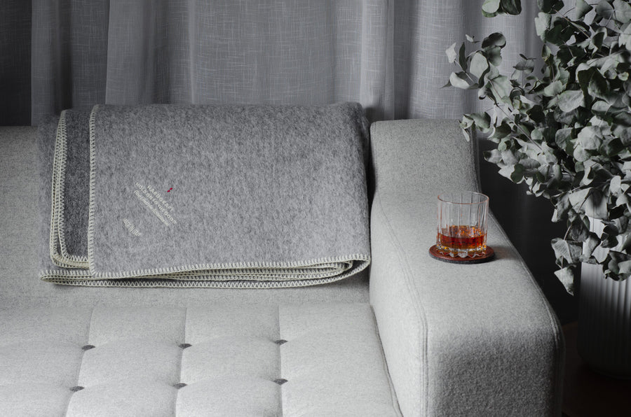 Wool Blanket . Light Grey